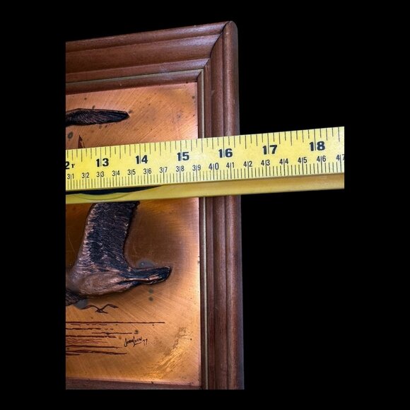 Retro John Louw 3D Copper Bronze Gold Flying Seagulls Sea Side Wall Art Framed - Picture 8 of 10